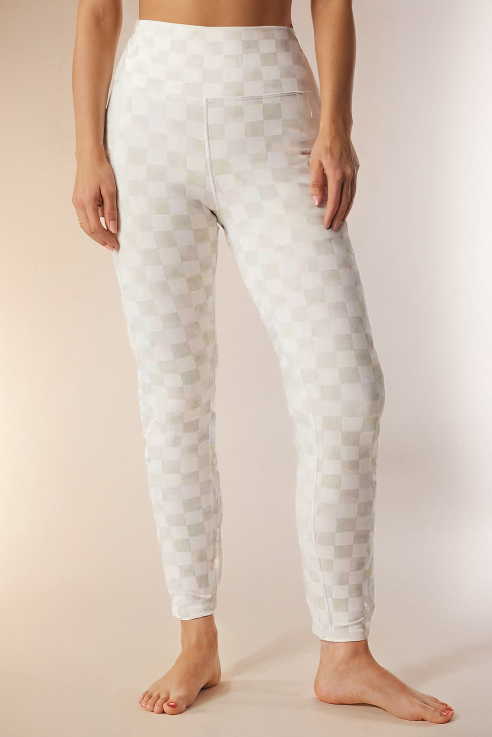 Checkered Pattern High Waist Skinny Leggings