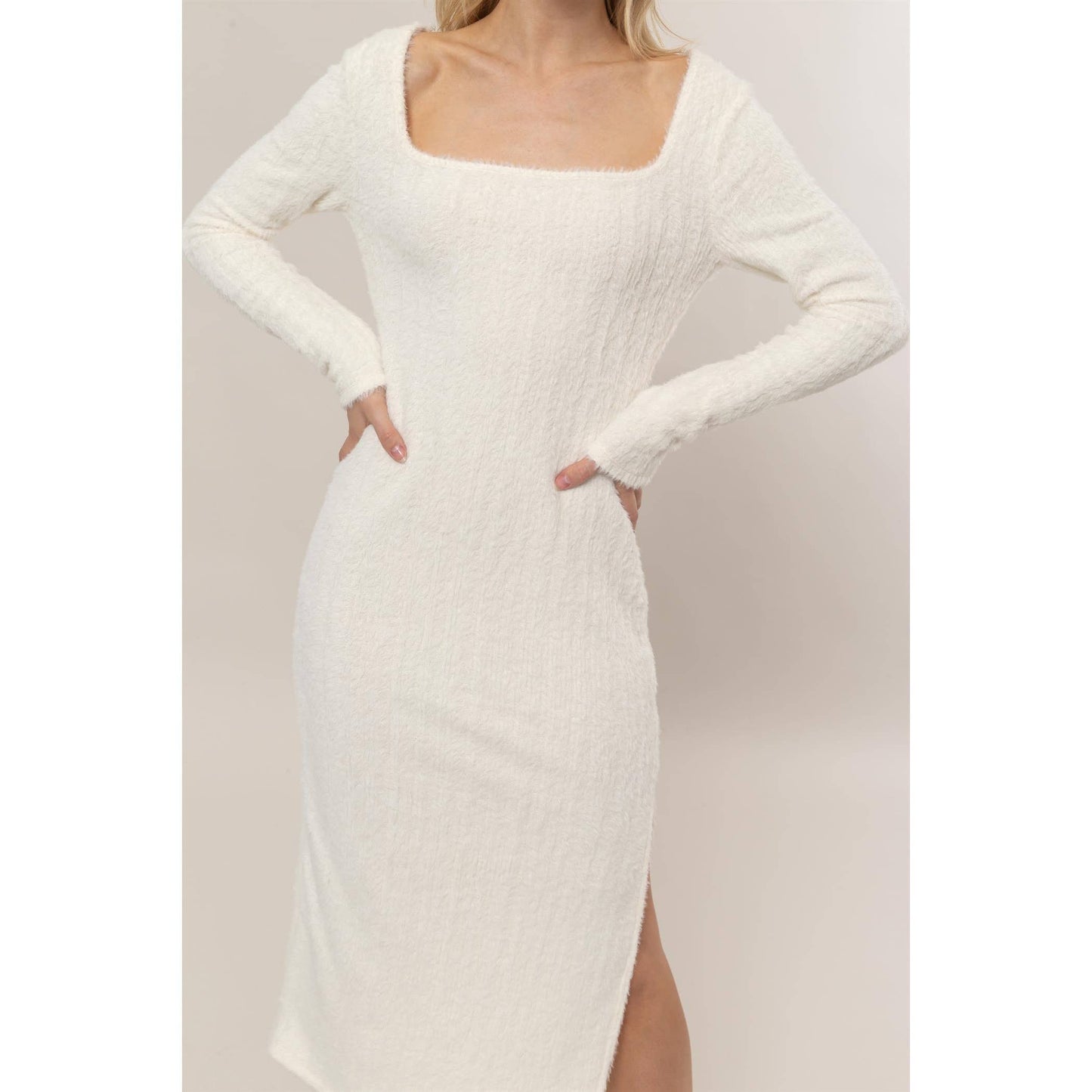 Fuzzy Knit Midi Dress