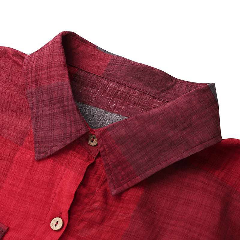 Ladies Plaid Shirt Feeling Relaxed Daily Long Dress 9237