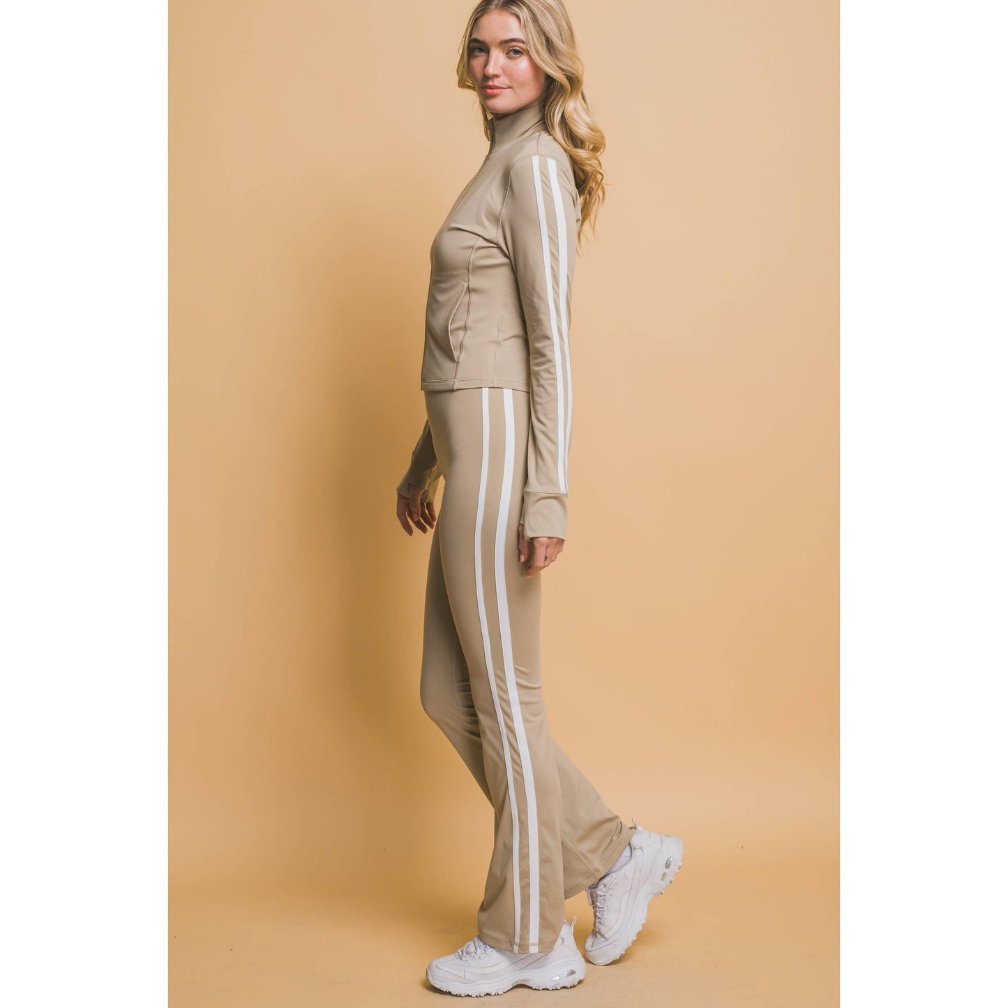 Side Stripe Mock Jacket with Side Pockets