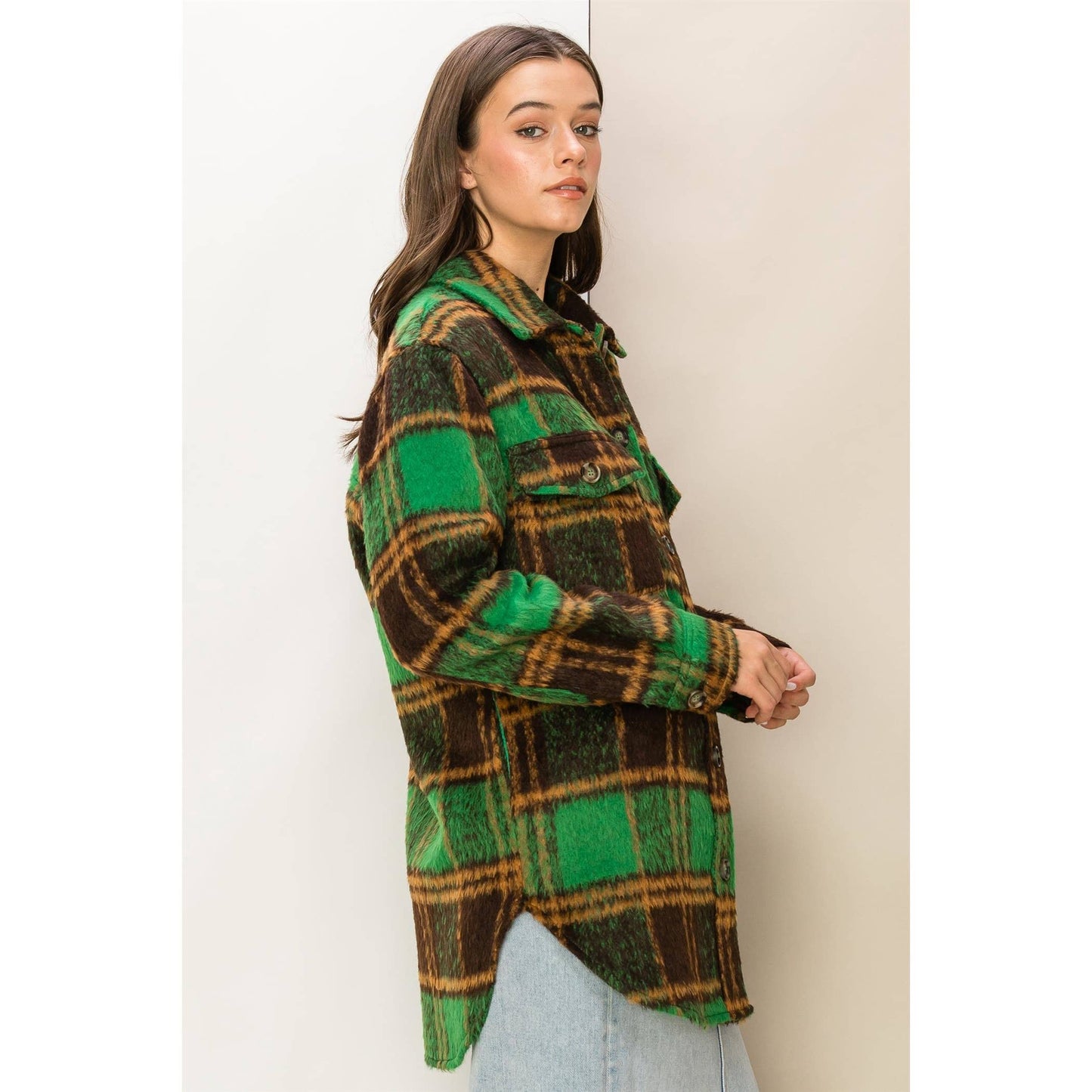 Fuzzy Mohair Plaid Shacket