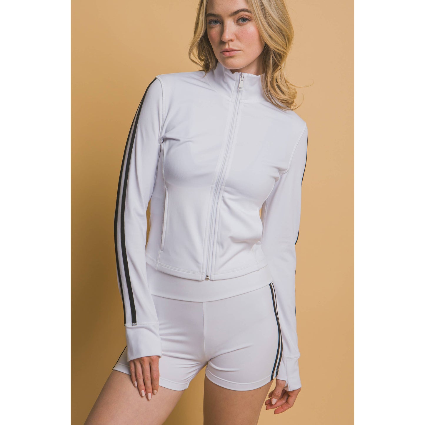 Side Stripe Mock Jacket with Side Pockets