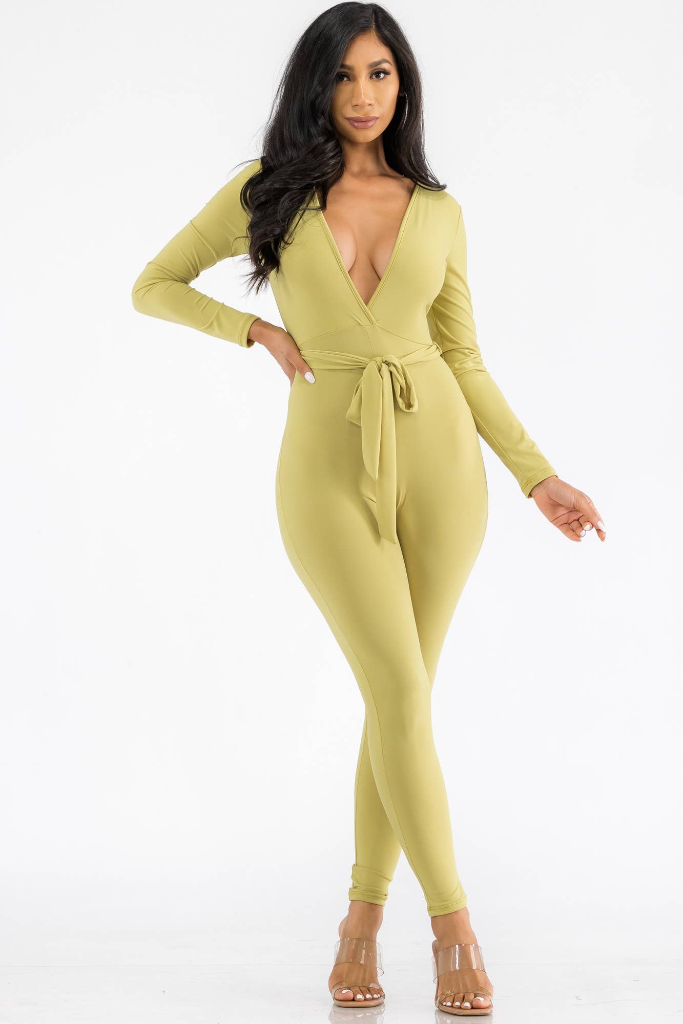 HH626R-SL - Long Sleeve Bodycon Jumpsuit