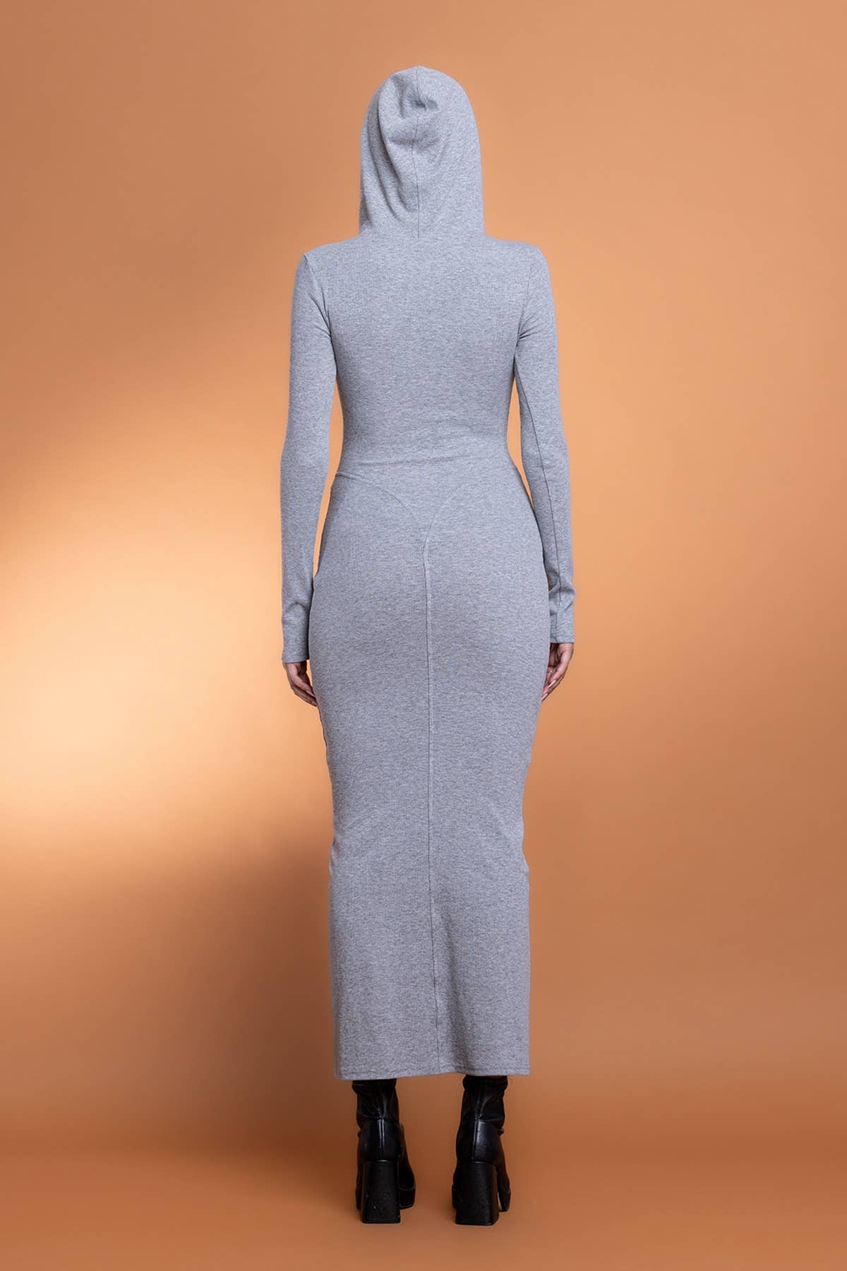 Ribbed Zip up Hoodie Maxi Dress