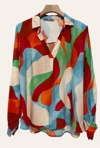 Red Abstract Blouse