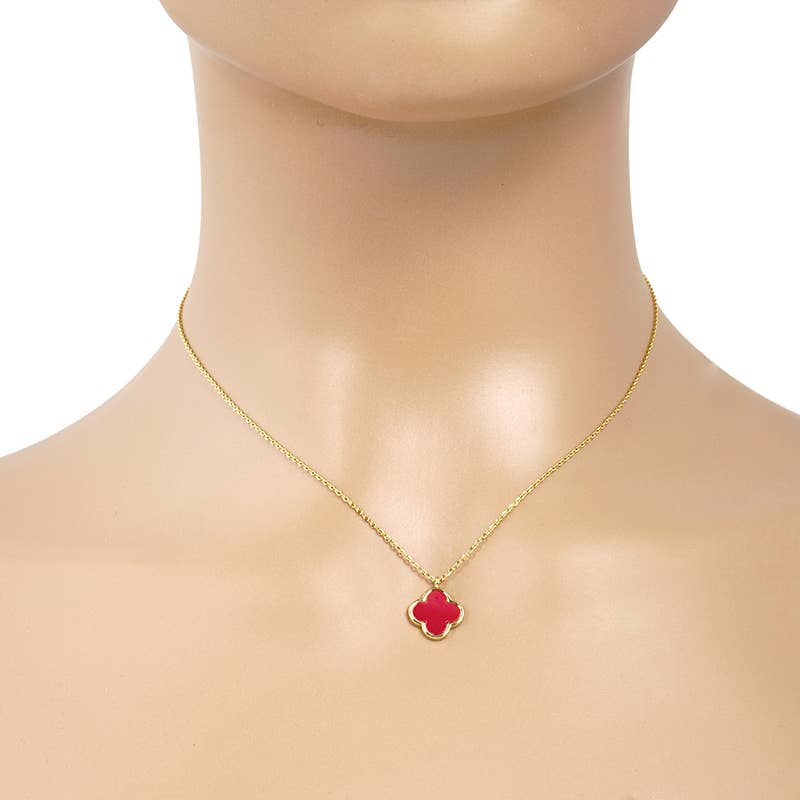 Gold-Dipped Colored Clover Charm Necklace