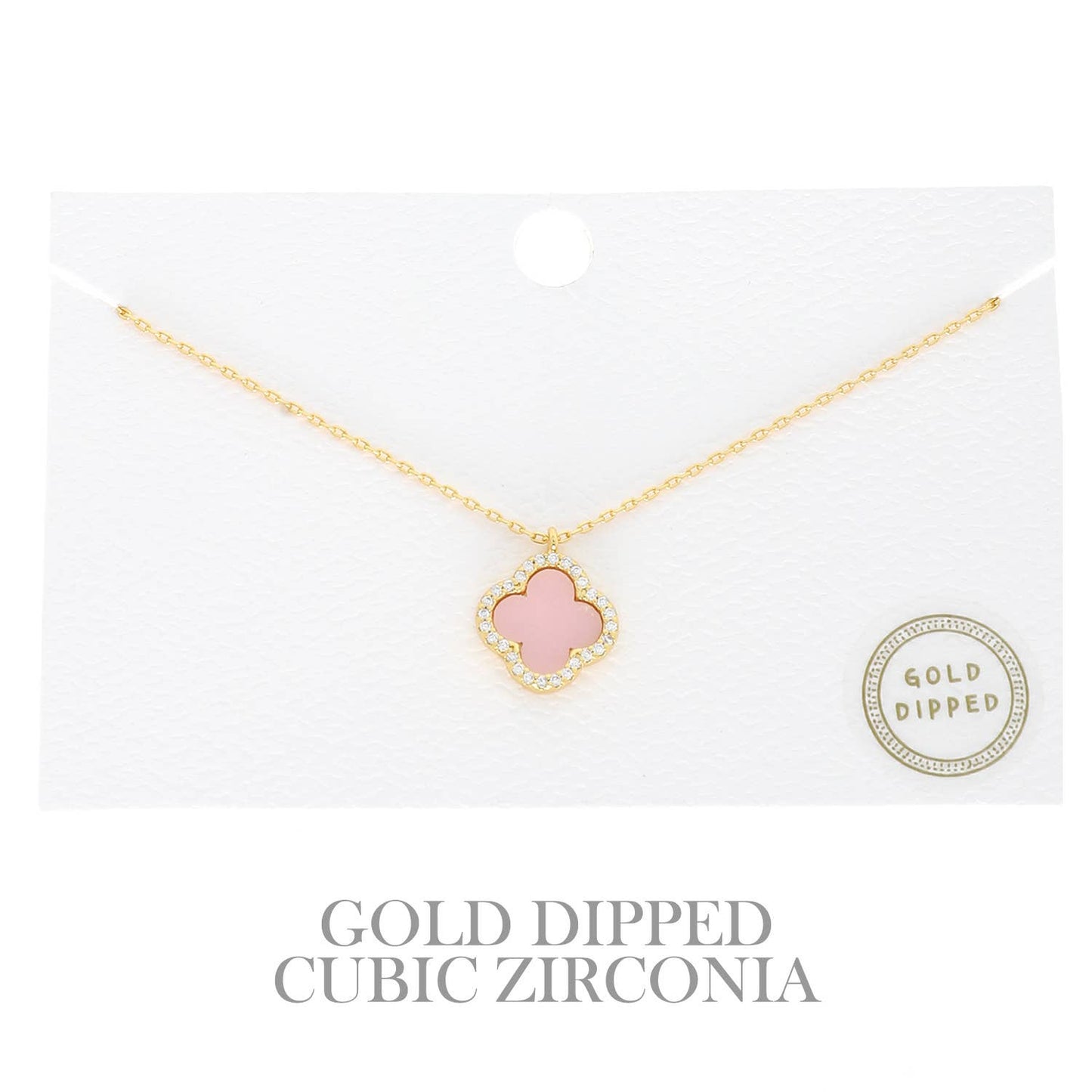 Gold Dipped Enamel Quatrefoil Necklace