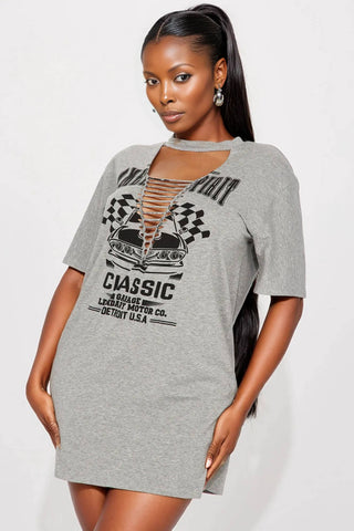 CAR RACING MINI T-SHIRT DRESS