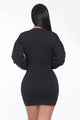 RHINESTONES FRINGE SWEATER-DRESS: H.GREY / L
