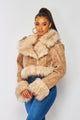 Charlie Notched Collar Faux Fur Mustang Jacket (HDJ30908): Taupe / M