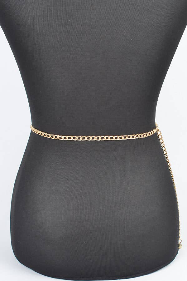 Multi Layered Metal Plus Size Chain Belt