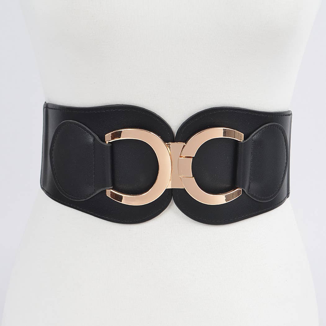 Faux Leather Wide Elastic Plus Size Belt