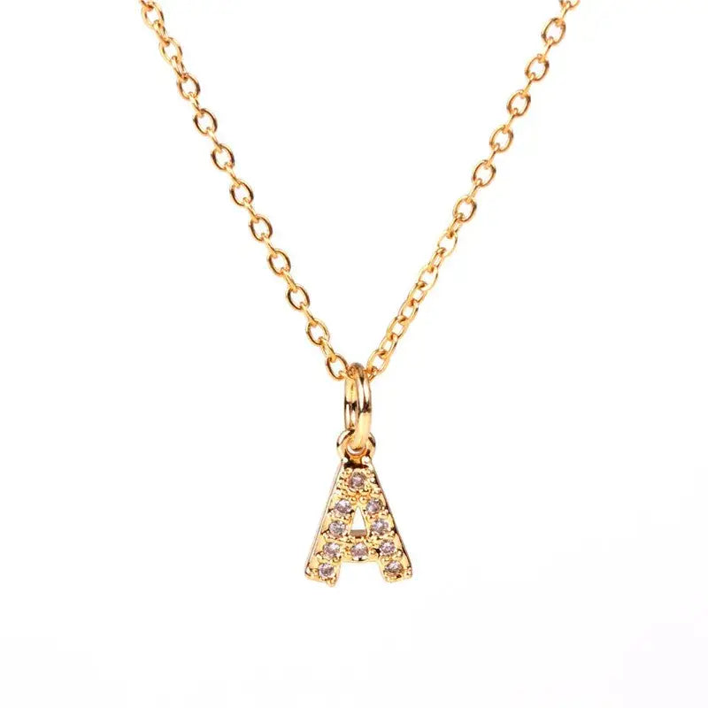 Initial Alphabet Letter Simple Gold Necklace: T