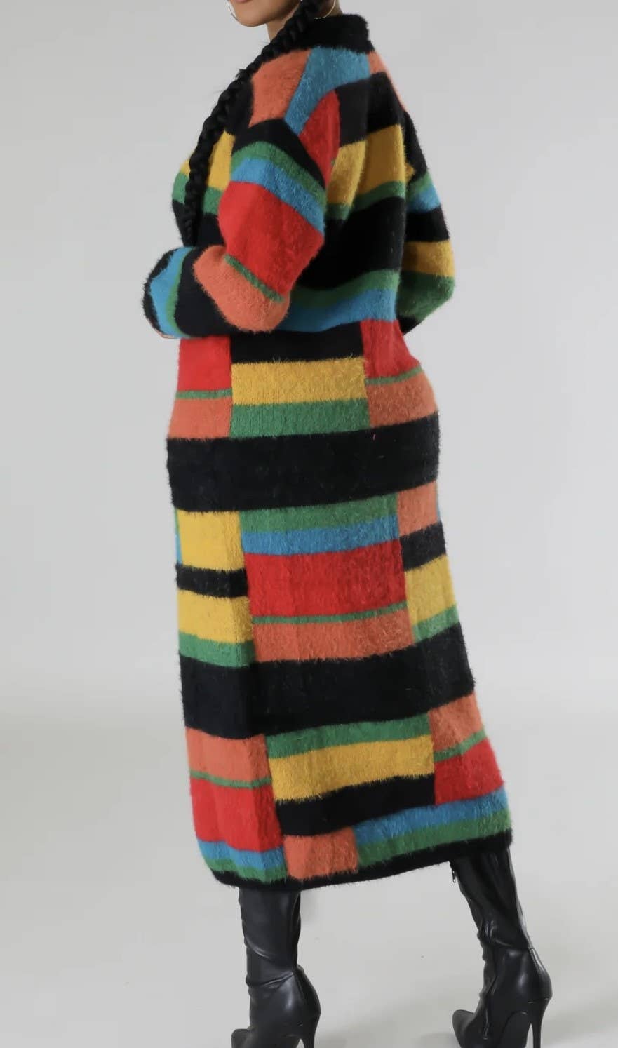 WOMEN'S OVERSIZED MULTICOLOR PATTERN LONG CARDIGAN