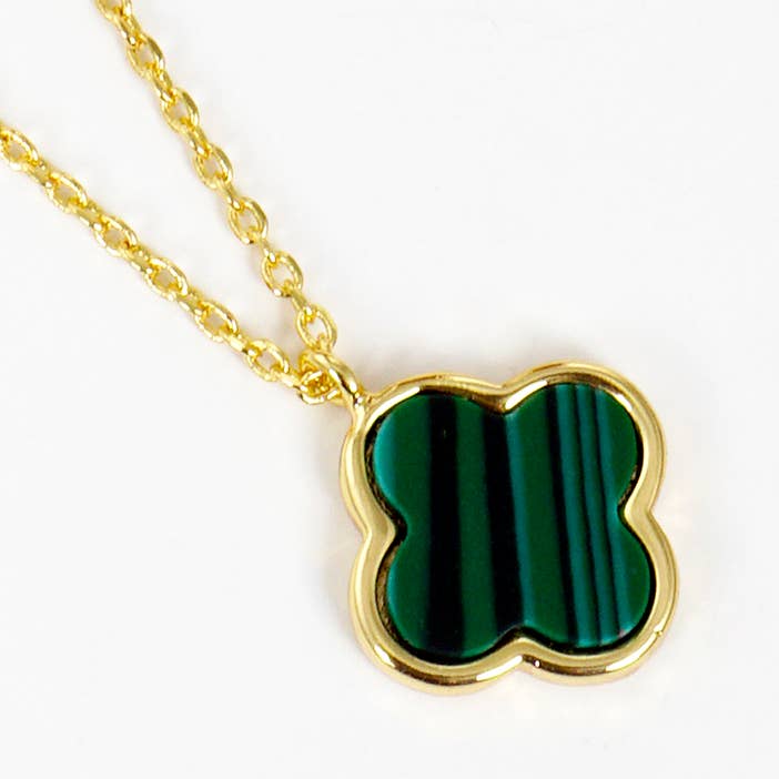 Gold-Dipped Colored Clover Charm Necklace