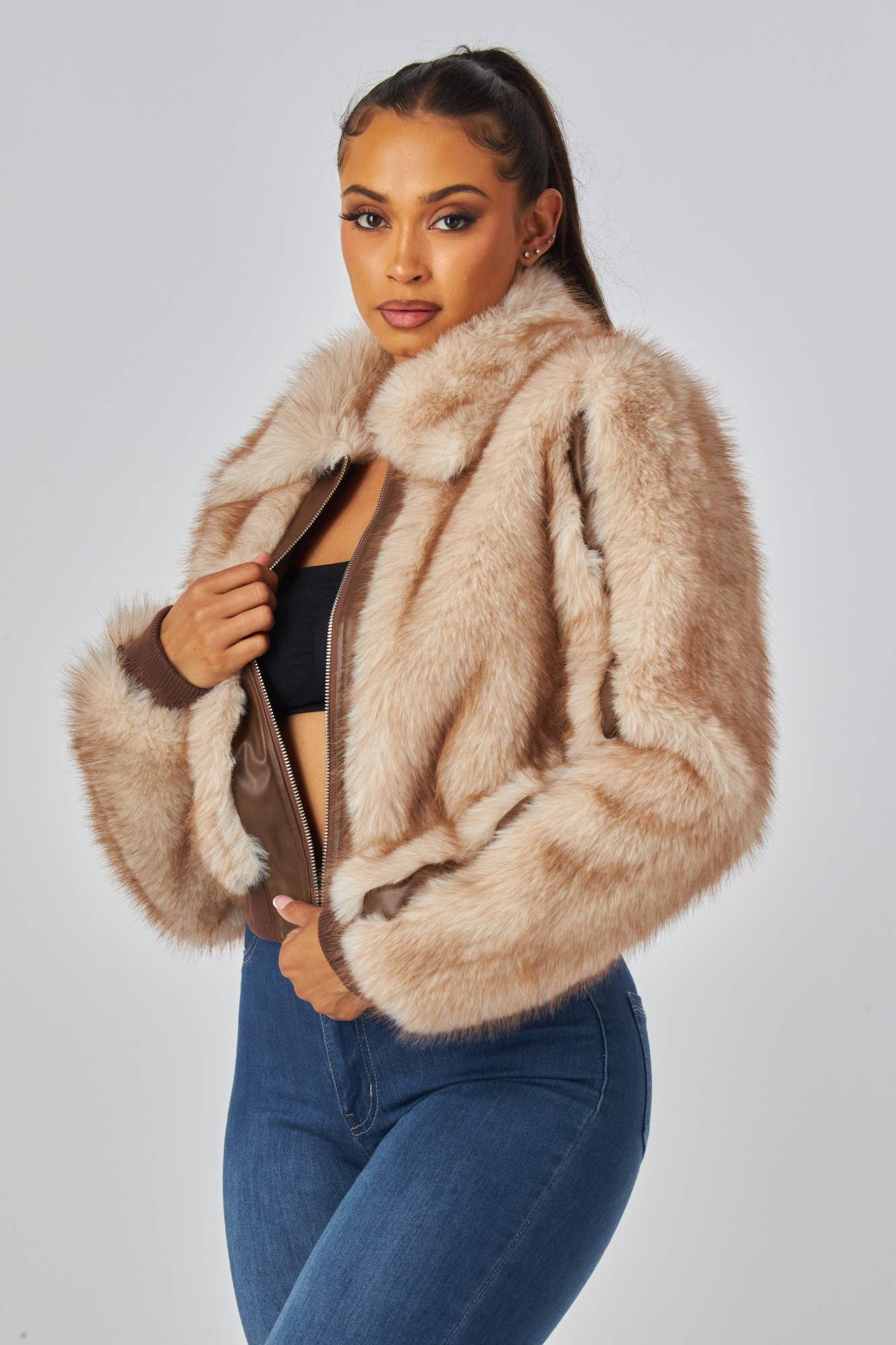 Faux Fur Bomber Jacket