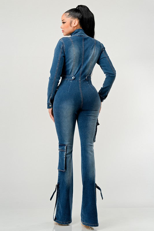 Zip up long sleeve jumpsuit