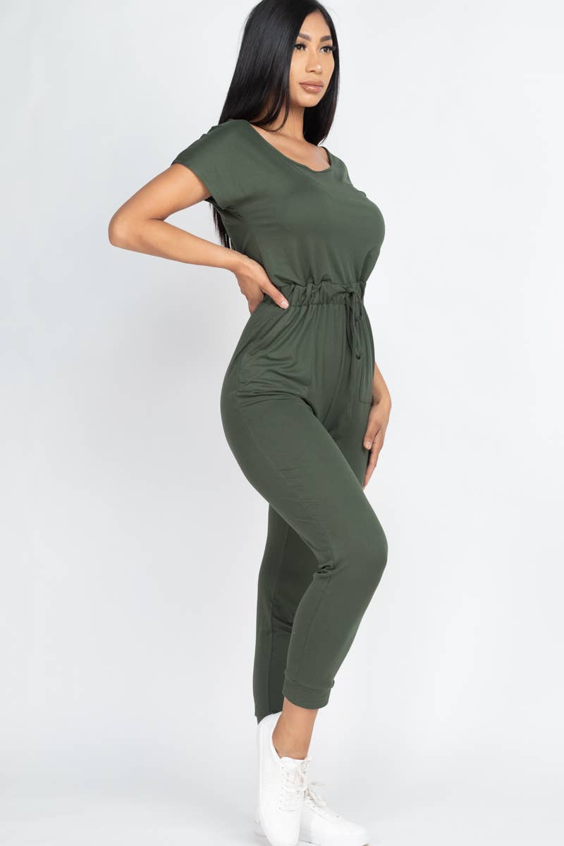 Two-way Shoulder Drawstring Jumpsuit