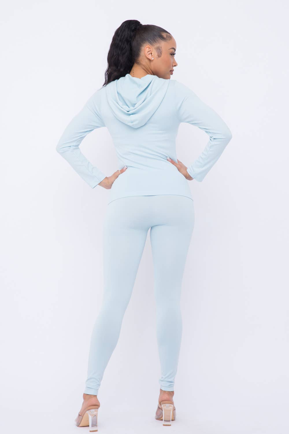 Plus Size Seamless Zip Up Hoodie And Leggings Set