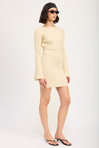 LONG SLEEVE MINI DRESS WITH BACK CUTOUT