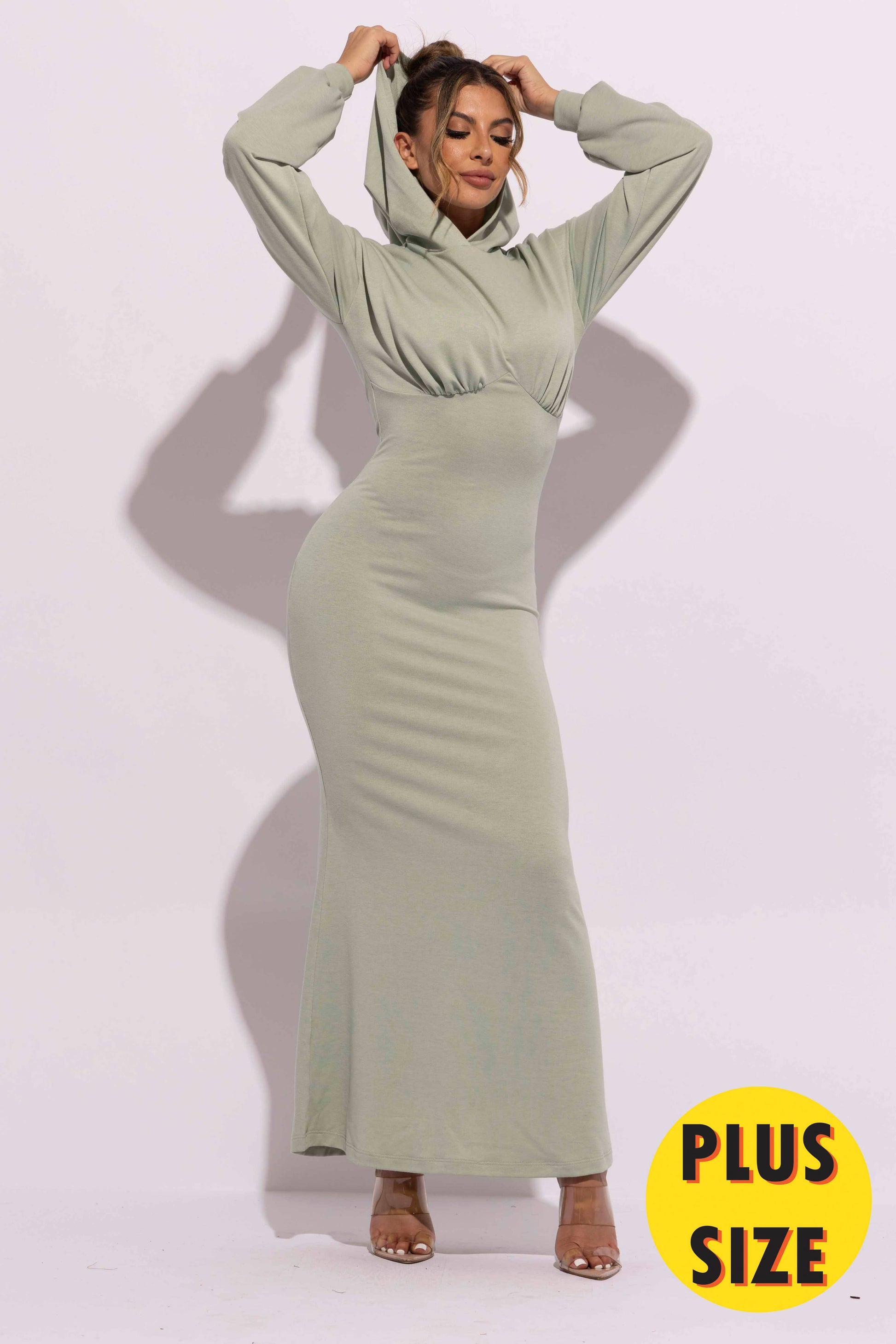 hoodie maxi dress plus size Qolati Long Hoodies Dresses for Women Plus Size Fleece Pullover Hoodie Dress Long Sleeve Hooded Jacket Oversized Sweatshirts Maxi Dress with Pocket