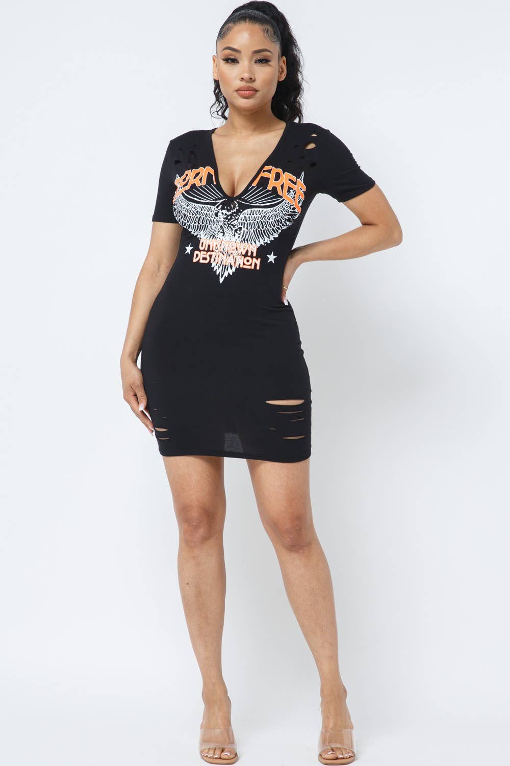 Born Free Printed Cut Out Detail Dress