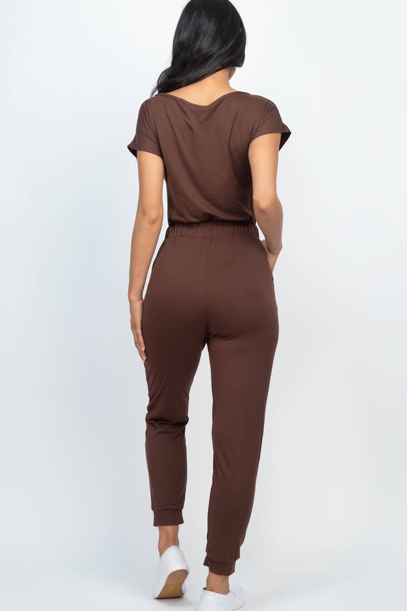 Two-way Shoulder Drawstring Jumpsuit