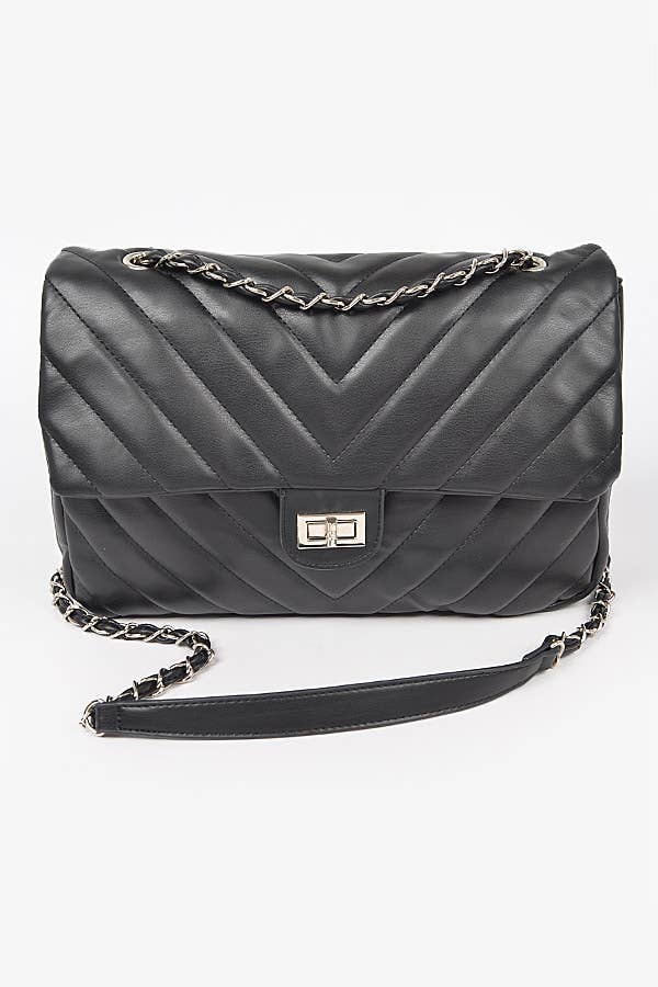 Quilted Large Flap Crossbody Bag