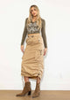 Drawstring Side Flap Y2K Cargo Column Skirt: L / Olive