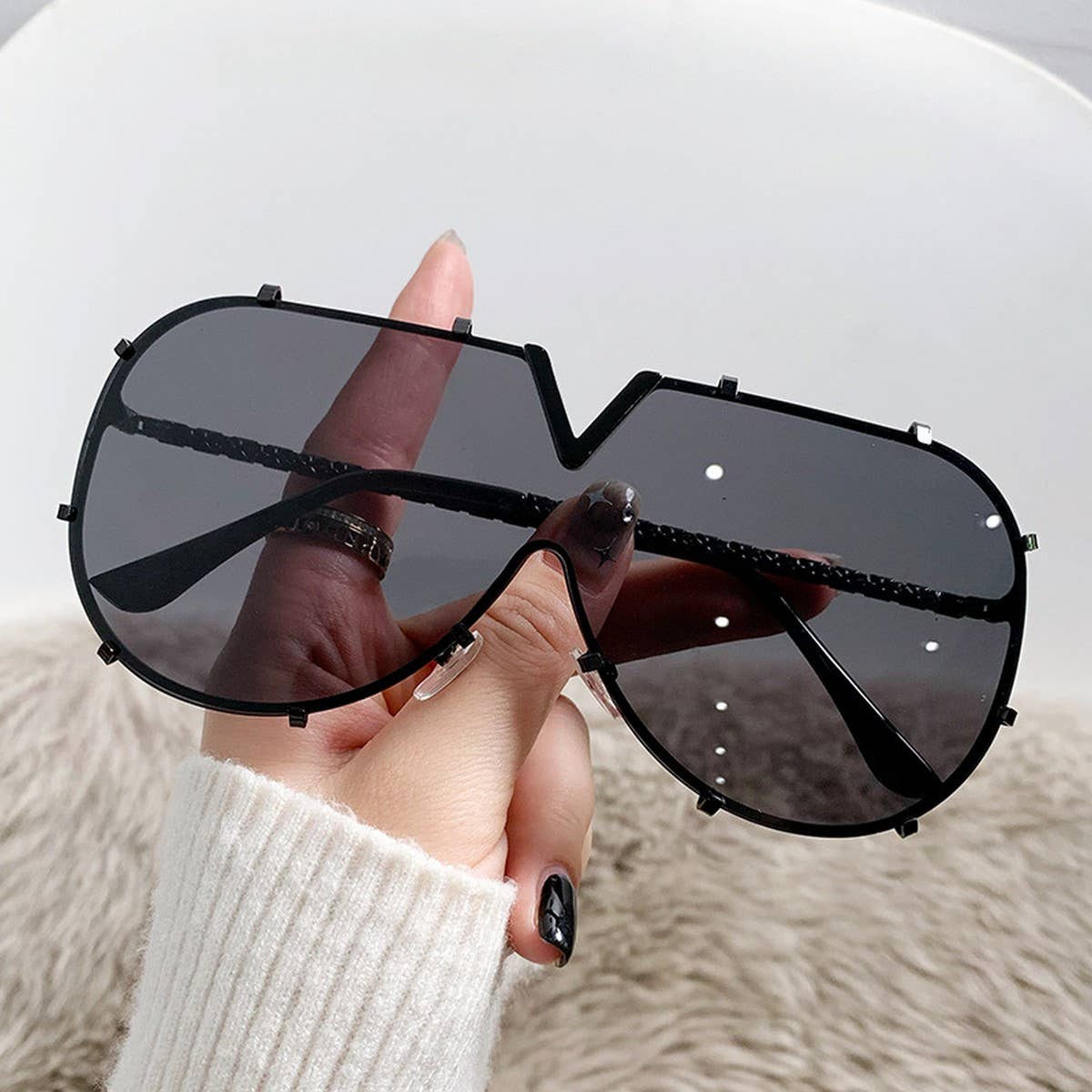 METAL FRAME ONE-PIECE LENSES SUNGLASSES_CWASG0370