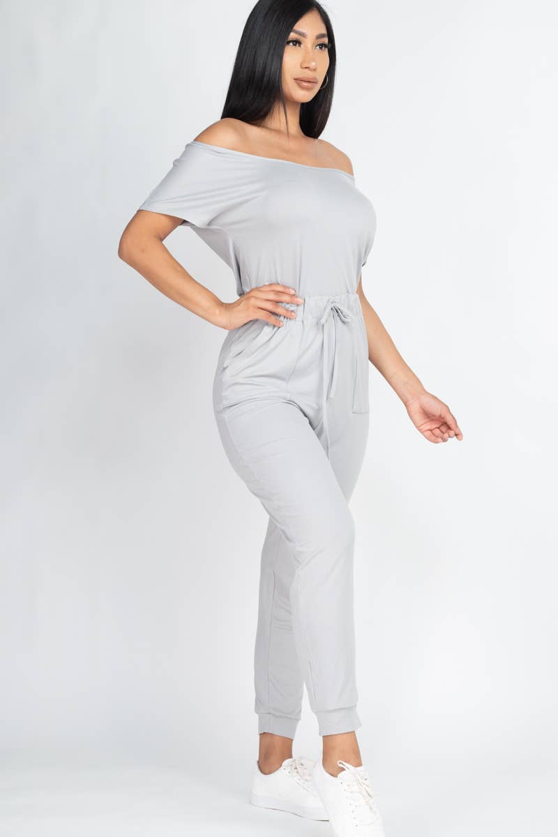 Two-way Shoulder Drawstring Jumpsuit