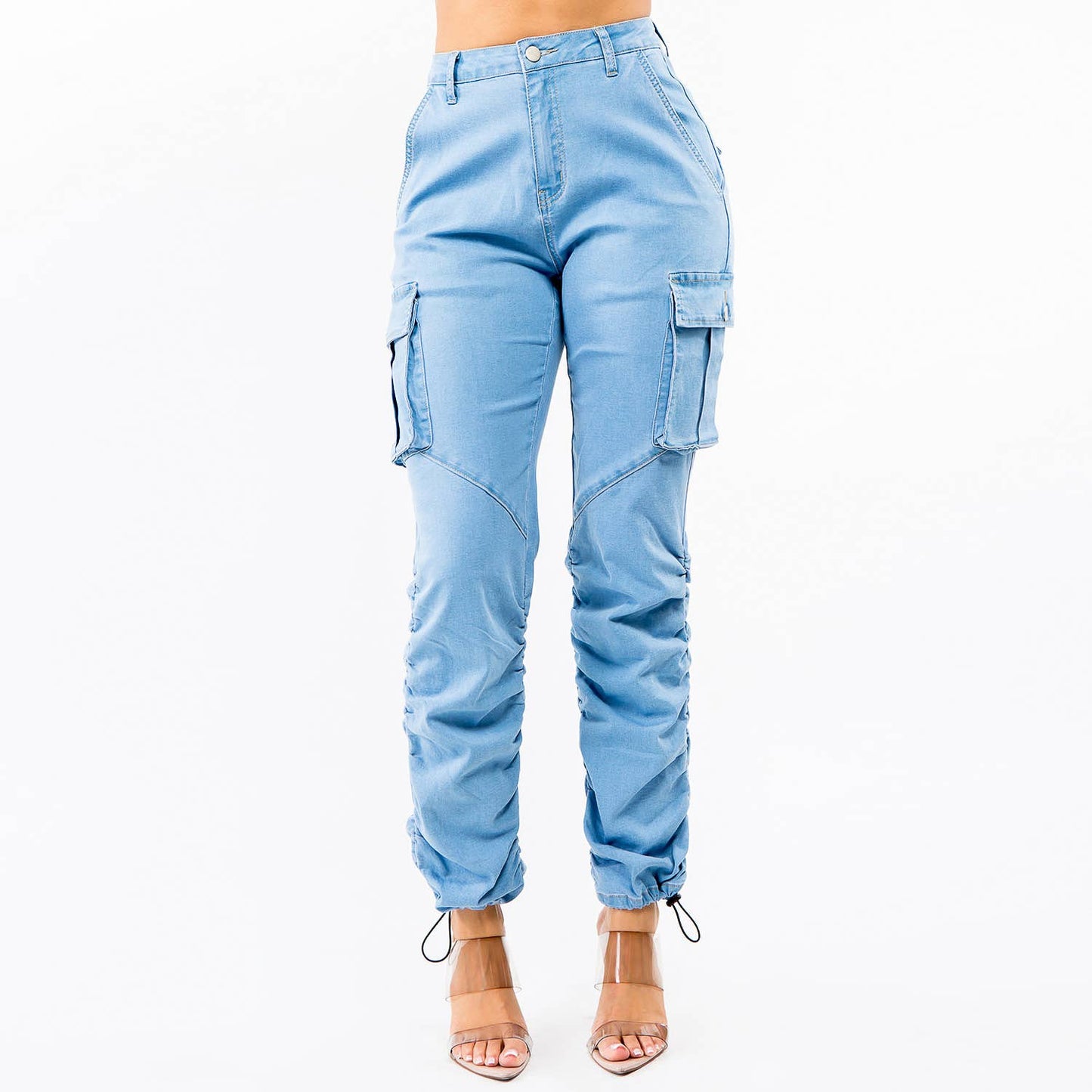 HIGH WAIST SHIRRED LEG JOGGER PANTS