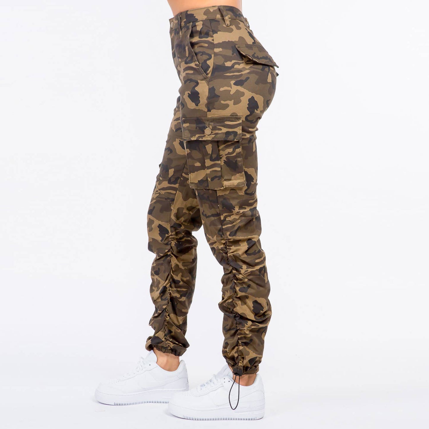 HIGH WAIST SHIRRED LEG JOGGER PANTS-RJJ20422CM