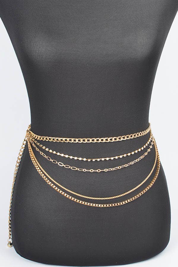 Multi Layered Metal Plus Size Chain Belt