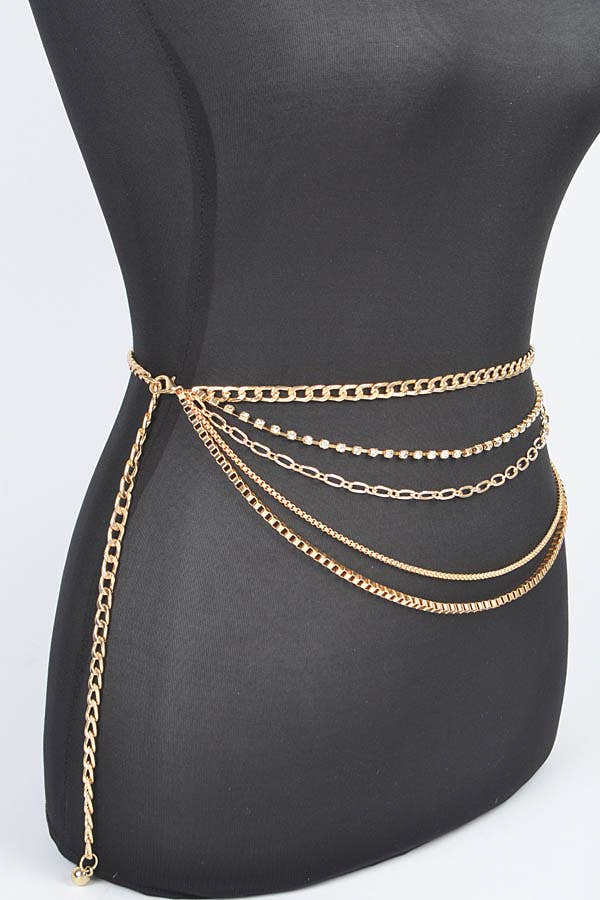 Multi Layered Metal Plus Size Chain Belt