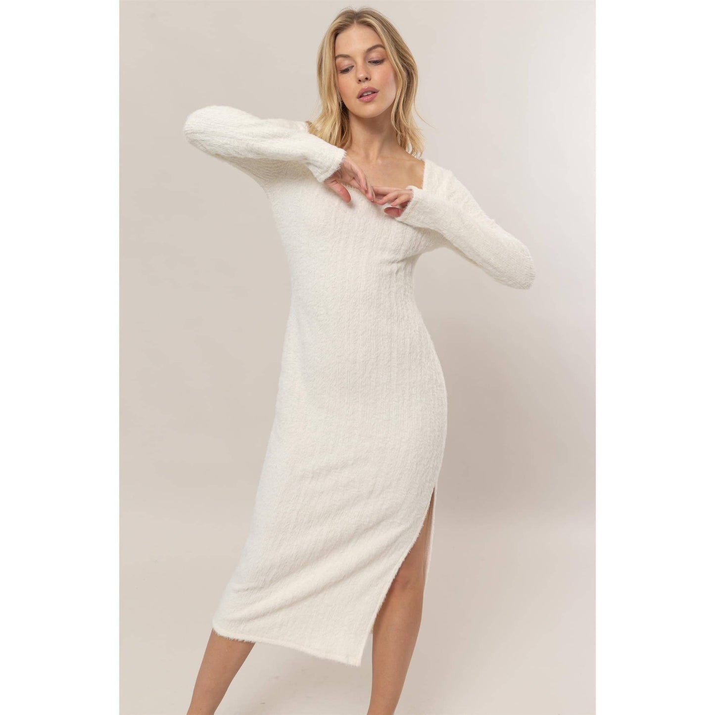 Fuzzy Knit Midi Dress