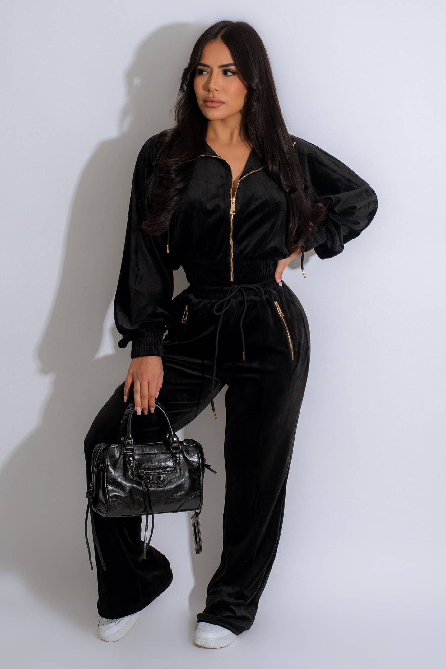 VELOUR ZIP UP JACKET & PANTS SET