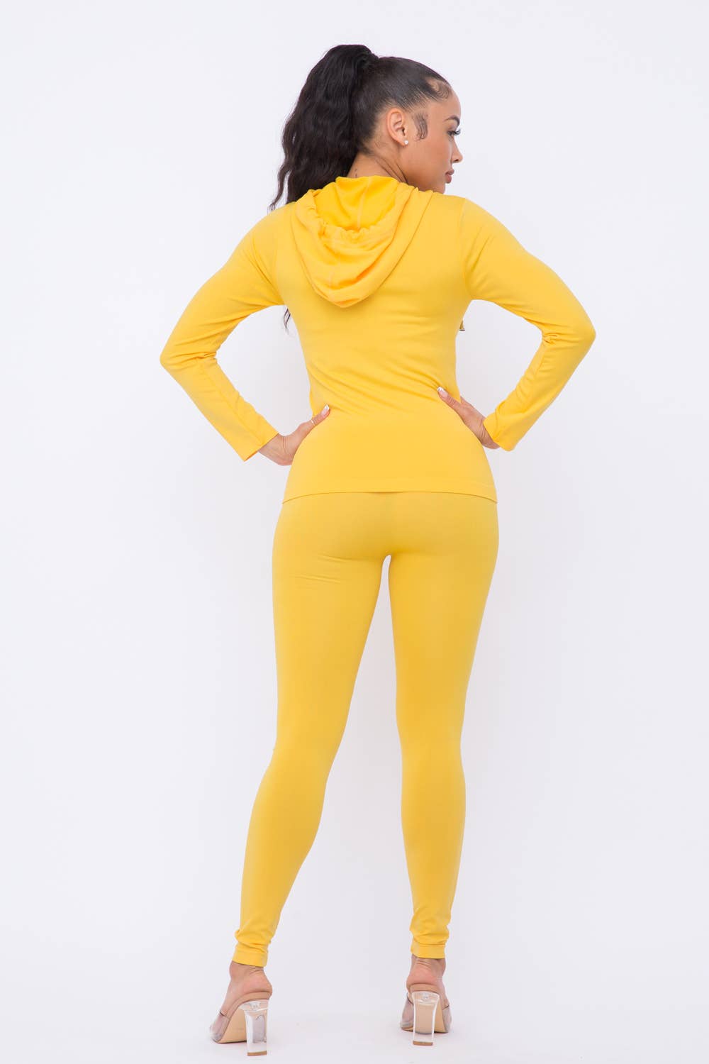 Plus Size Seamless Zip Up Hoodie And Leggings Set