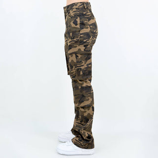 PLUS SIZE MULTI POCKETS STACKED CARGO PANTS