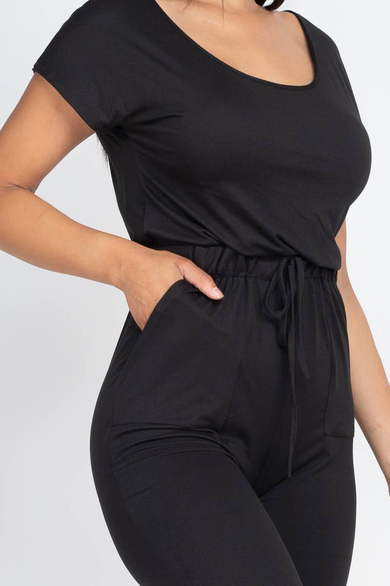 Two-way Shoulder Drawstring Jumpsuit