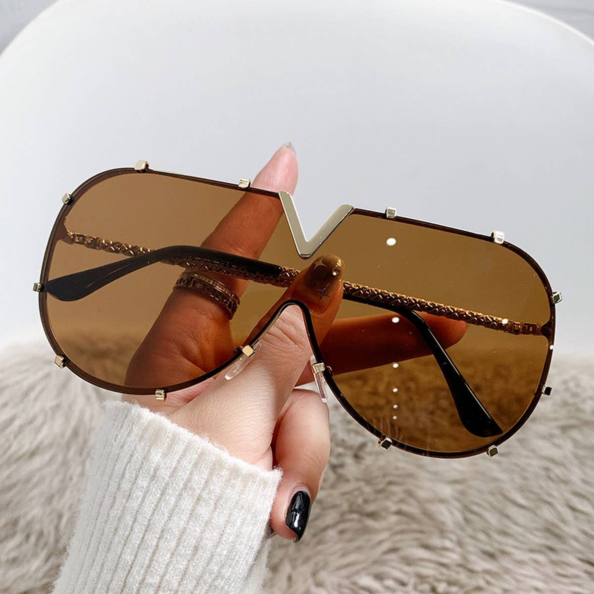 METAL FRAME ONE-PIECE LENSES SUNGLASSES_CWASG0370