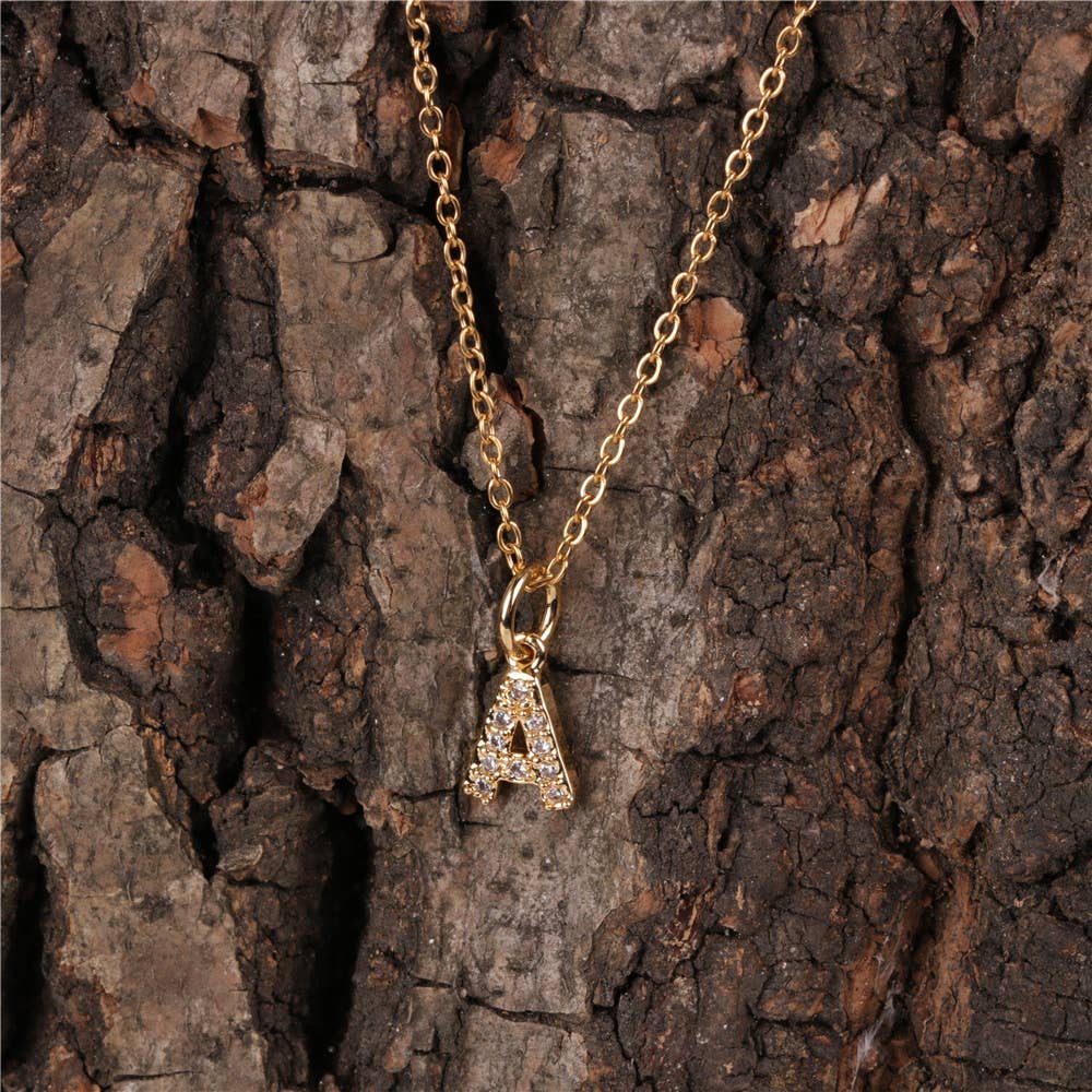 Initial Alphabet Letter Simple Gold Necklace: D