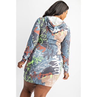 PLUS SIZE HOODED SWEATSHIRT DRESS