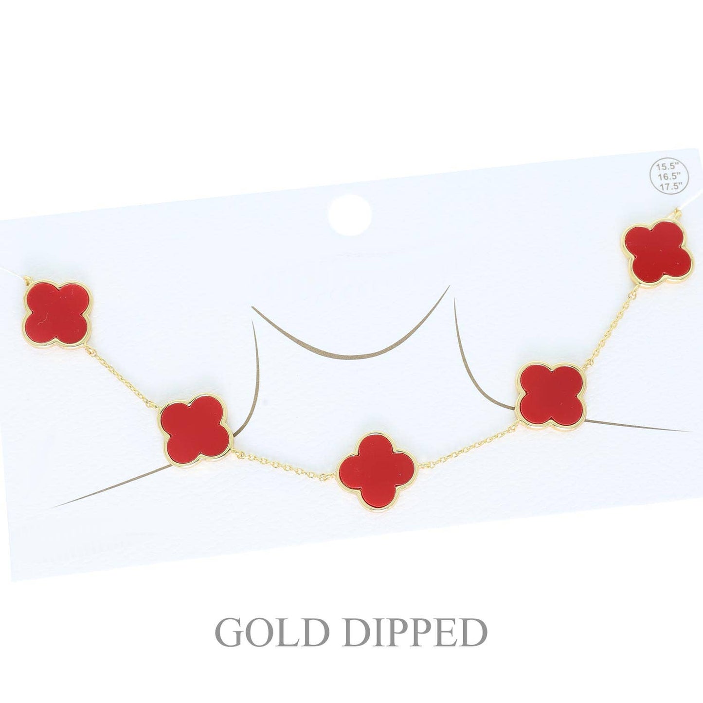 Multi Quatrefoil Charm Link Gold Plated Necklace