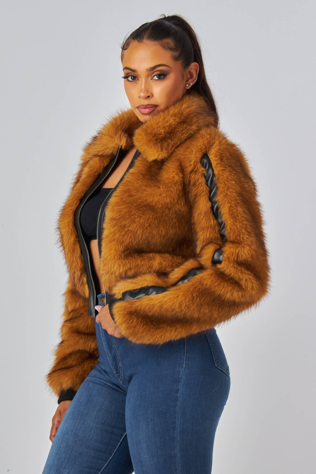 Faux Fur Bomber Jacket