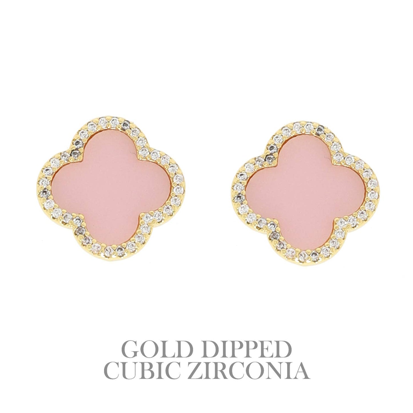 Gold Dipped Enamel Quatrefoil Earrings