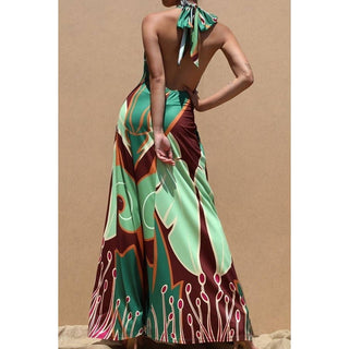 Printed Halter Knit Maxi Dress - Ideal for Holidays