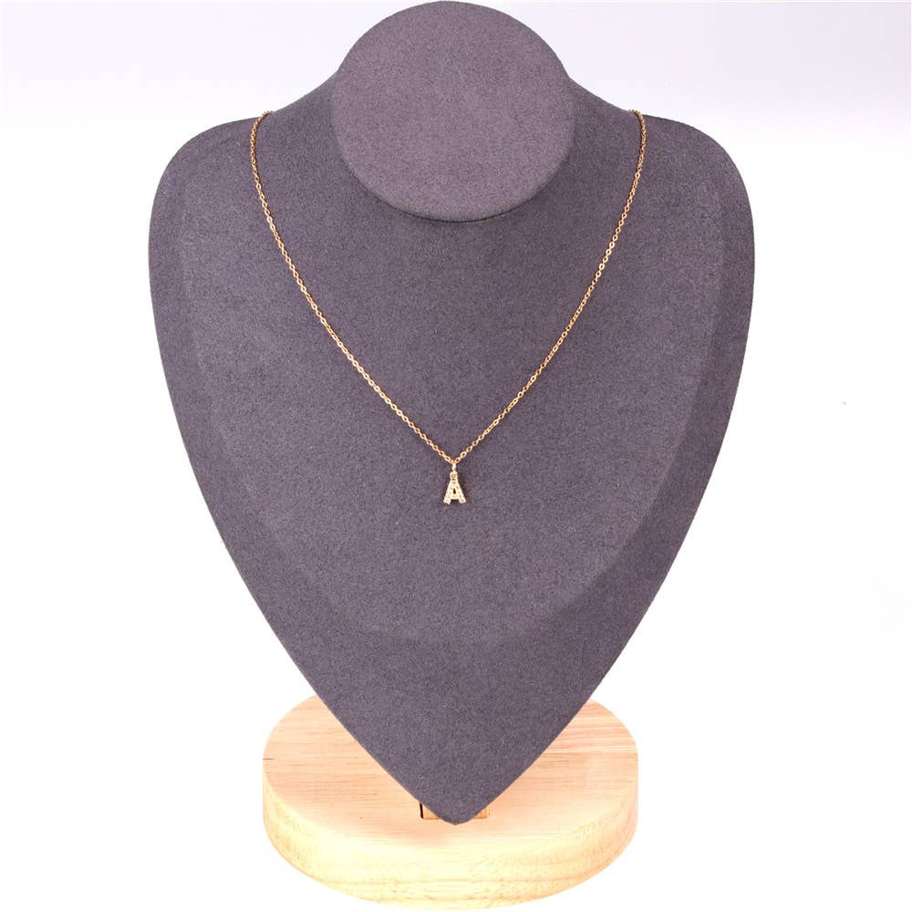 Initial Alphabet Letter Simple Gold Necklace: T