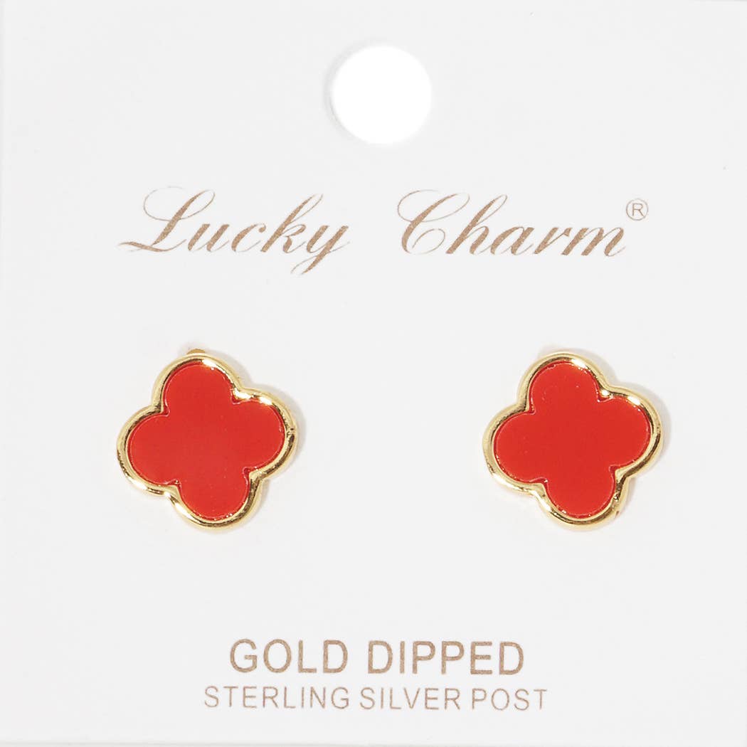 Gold-Dipped Clover Post Earring