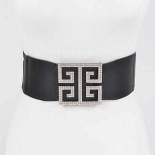 Rhinestone Buckle Stretch Belt